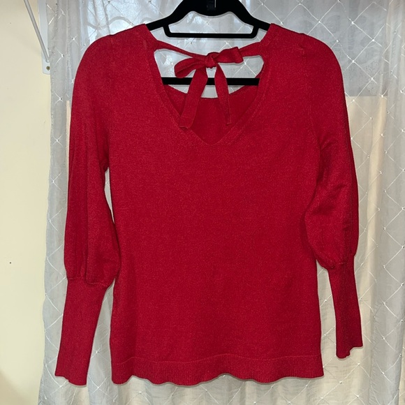 White House Black Market Sweaters - White House Black Market Red Tie Back Sweater Medium